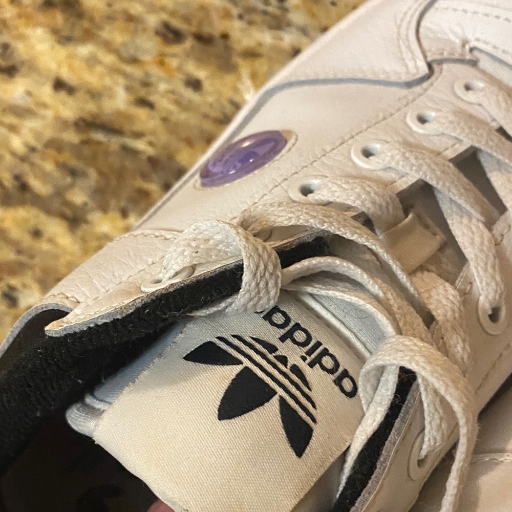 Adidas White Forum Bold Sneakers with Purple Logo - Picture 5 of 6